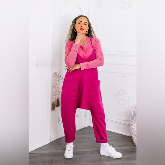 Vibrant Pink Women's Jumpsuit - Picture 2 of 6